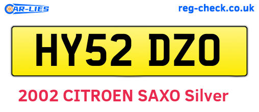 HY52DZO are the vehicle registration plates.