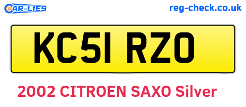 KC51RZO are the vehicle registration plates.