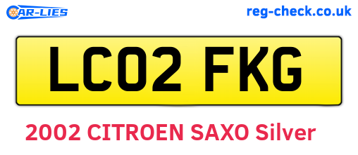 LC02FKG are the vehicle registration plates.