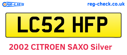 LC52HFP are the vehicle registration plates.