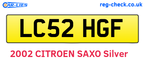 LC52HGF are the vehicle registration plates.