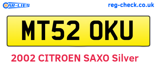 MT52OKU are the vehicle registration plates.