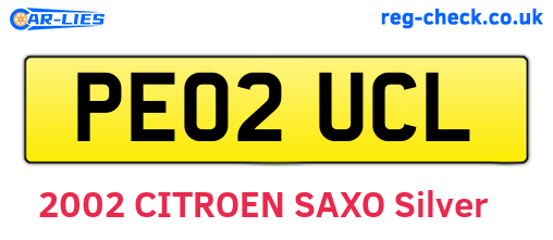 PE02UCL are the vehicle registration plates.