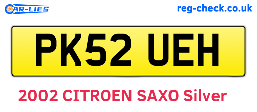 PK52UEH are the vehicle registration plates.