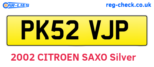 PK52VJP are the vehicle registration plates.