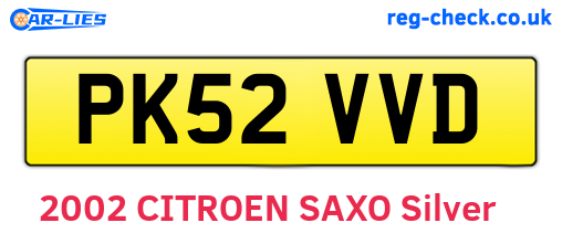 PK52VVD are the vehicle registration plates.
