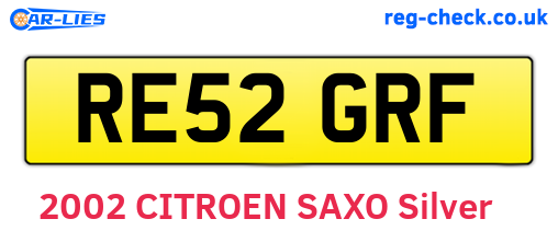 RE52GRF are the vehicle registration plates.