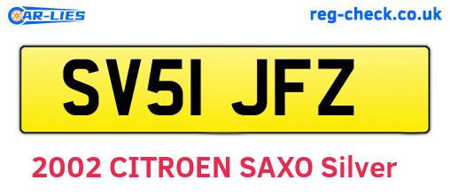 SV51JFZ are the vehicle registration plates.