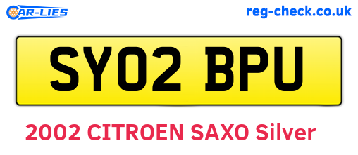 SY02BPU are the vehicle registration plates.
