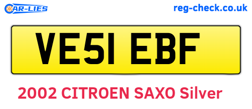 VE51EBF are the vehicle registration plates.