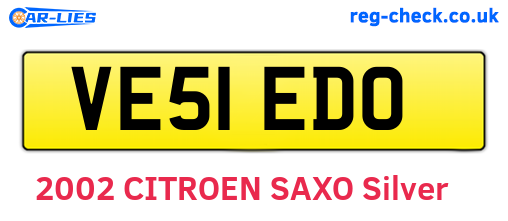 VE51EDO are the vehicle registration plates.
