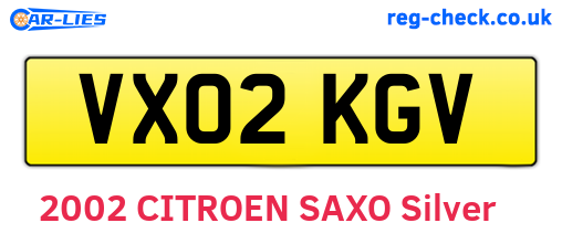 VX02KGV are the vehicle registration plates.