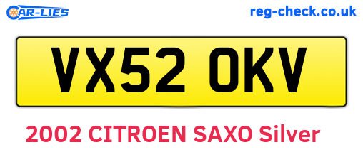 VX52OKV are the vehicle registration plates.