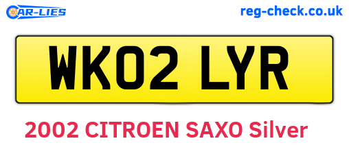 WK02LYR are the vehicle registration plates.