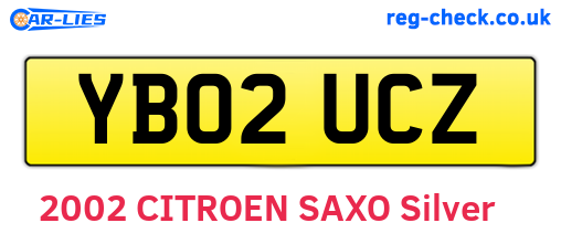 YB02UCZ are the vehicle registration plates.