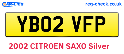 YB02VFP are the vehicle registration plates.