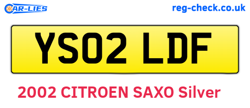 YS02LDF are the vehicle registration plates.