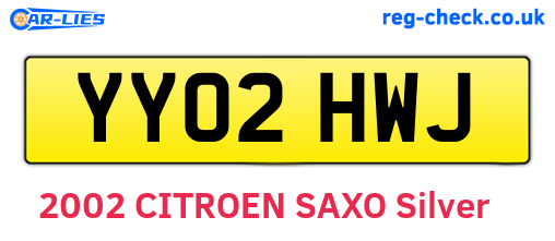 YY02HWJ are the vehicle registration plates.