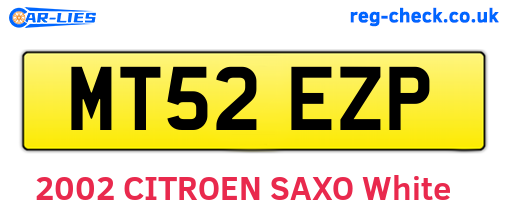 MT52EZP are the vehicle registration plates.