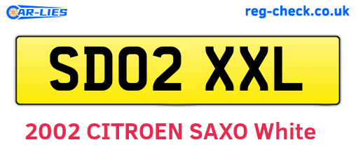 SD02XXL are the vehicle registration plates.
