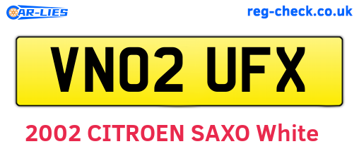 VN02UFX are the vehicle registration plates.