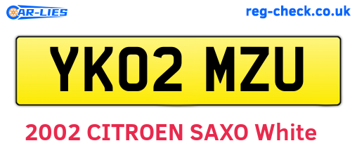 YK02MZU are the vehicle registration plates.