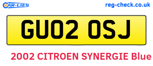 GU02OSJ are the vehicle registration plates.