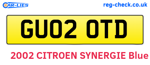 GU02OTD are the vehicle registration plates.