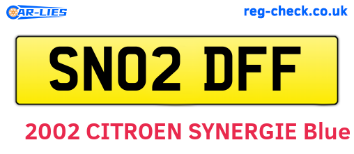 SN02DFF are the vehicle registration plates.