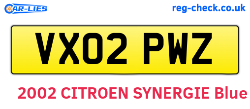 VX02PWZ are the vehicle registration plates.
