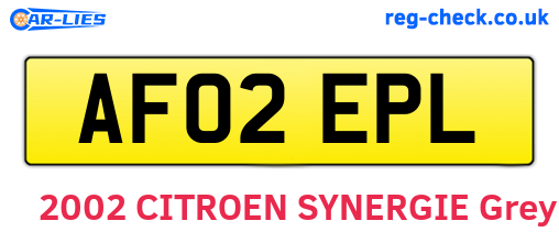 AF02EPL are the vehicle registration plates.