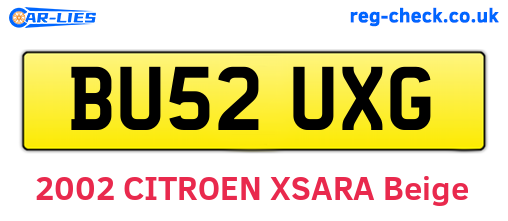 BU52UXG are the vehicle registration plates.