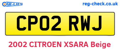 CP02RWJ are the vehicle registration plates.