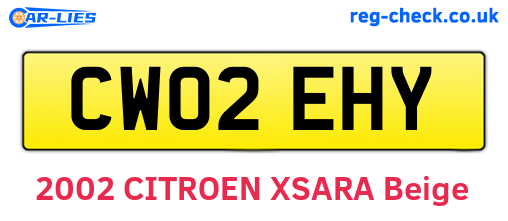 CW02EHY are the vehicle registration plates.