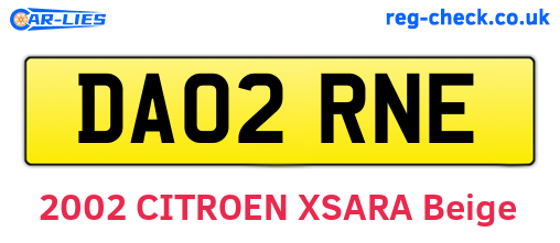DA02RNE are the vehicle registration plates.