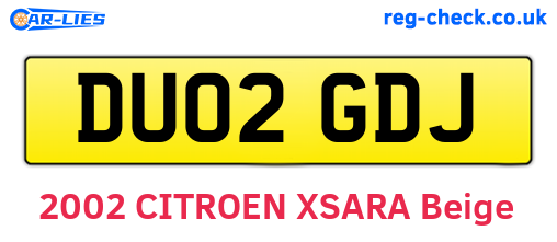 DU02GDJ are the vehicle registration plates.