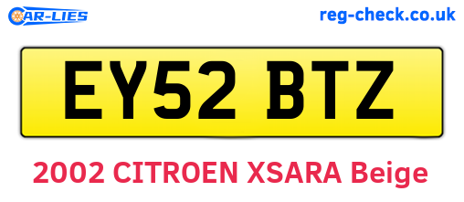 EY52BTZ are the vehicle registration plates.