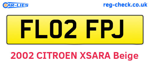 FL02FPJ are the vehicle registration plates.