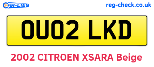 OU02LKD are the vehicle registration plates.