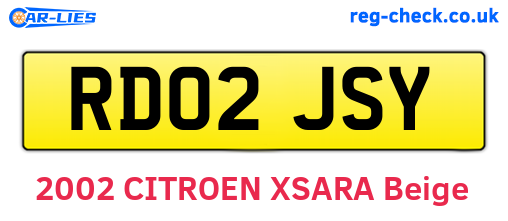 RD02JSY are the vehicle registration plates.