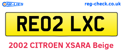 RE02LXC are the vehicle registration plates.