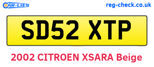 SD52XTP are the vehicle registration plates.