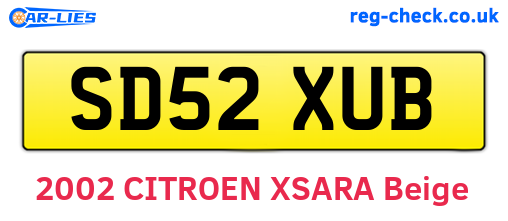 SD52XUB are the vehicle registration plates.