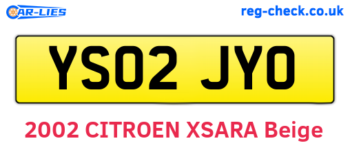 YS02JYO are the vehicle registration plates.