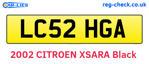 LC52HGA are the vehicle registration plates.
