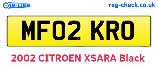 MF02KRO are the vehicle registration plates.