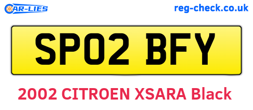 SP02BFY are the vehicle registration plates.