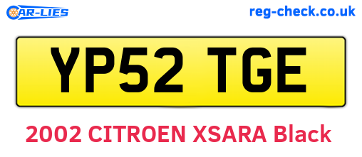 YP52TGE are the vehicle registration plates.