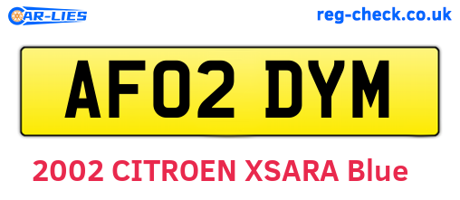 AF02DYM are the vehicle registration plates.