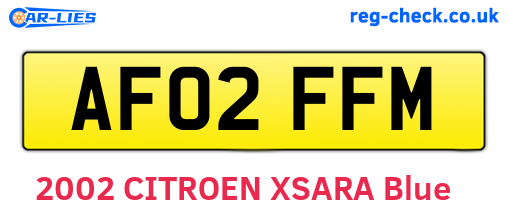 AF02FFM are the vehicle registration plates.